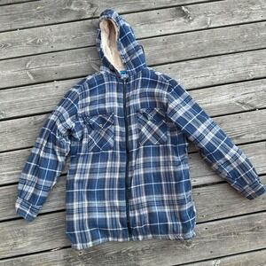 Vintage BTC plaid flannel‎ jacket with hood (zipper line has bad spot)